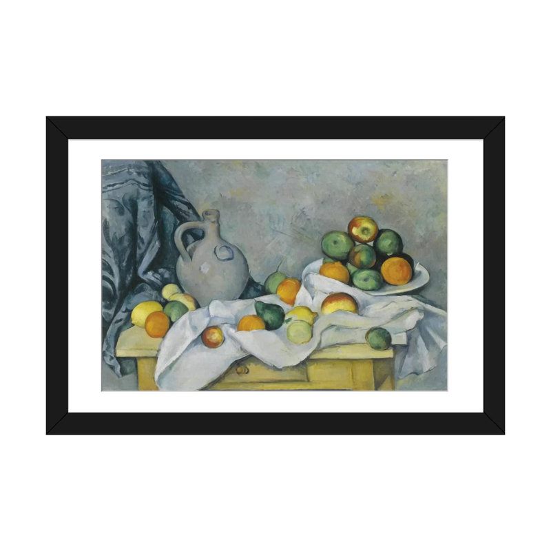«Curtain (Jug and Bowl of Fruit)», 1893-1894 par Paul Cezanne, reproduction d'art sur toile, H 24 po x l 32 po x P 1 po