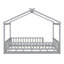 Structure de lit en bois pleine grandeur avec clôture, pour enfants, adolescents, filles, garçons, gris