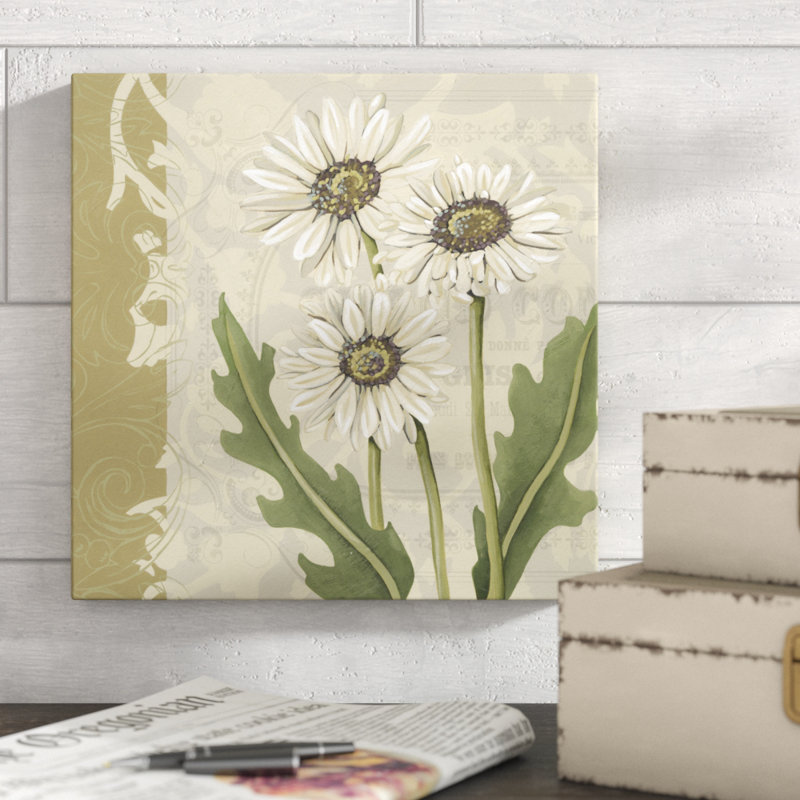 «Paris Daisy I», peinture sur toile, H 12 po x l 12 po, Toile tendue