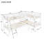 Lit simple superposé en forme de L en bois massif blanc classique pour 4 personnes, style Mission pour chambres familiales et soirées pyjama