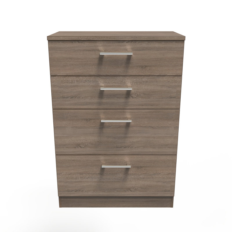 Fully Assembled Ingram 4 Drawer Chest, Darkolino Oak