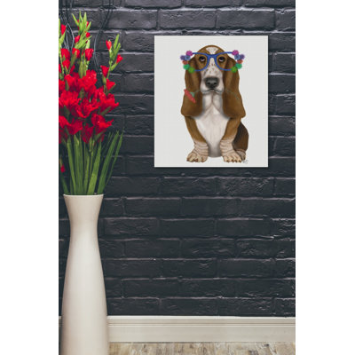«Basset Hound Flower Glasses» par Fab Funky, art mural sur toile