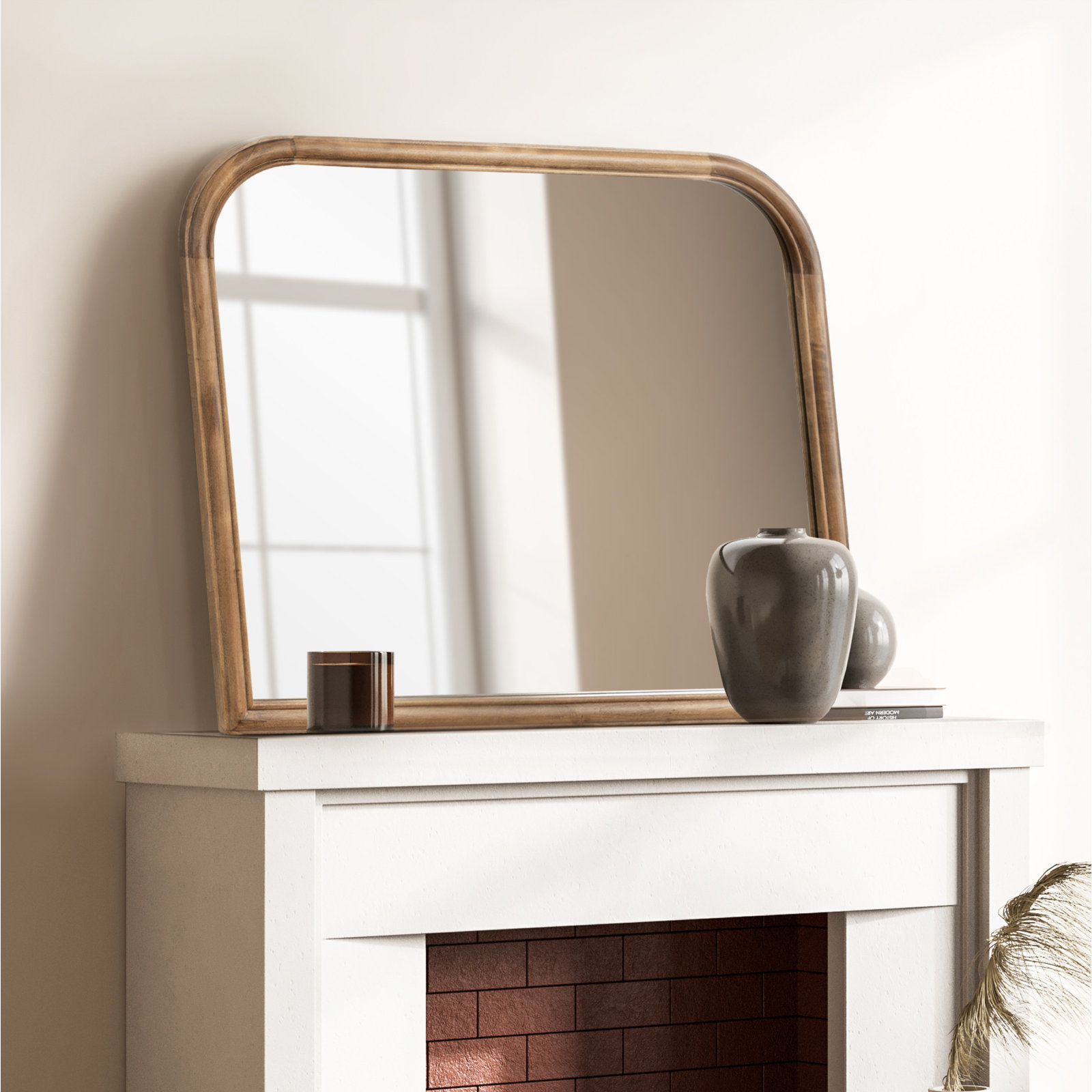 Brandis 34" Accent Mirror, Rustic Brown, 28" x 34", Arch