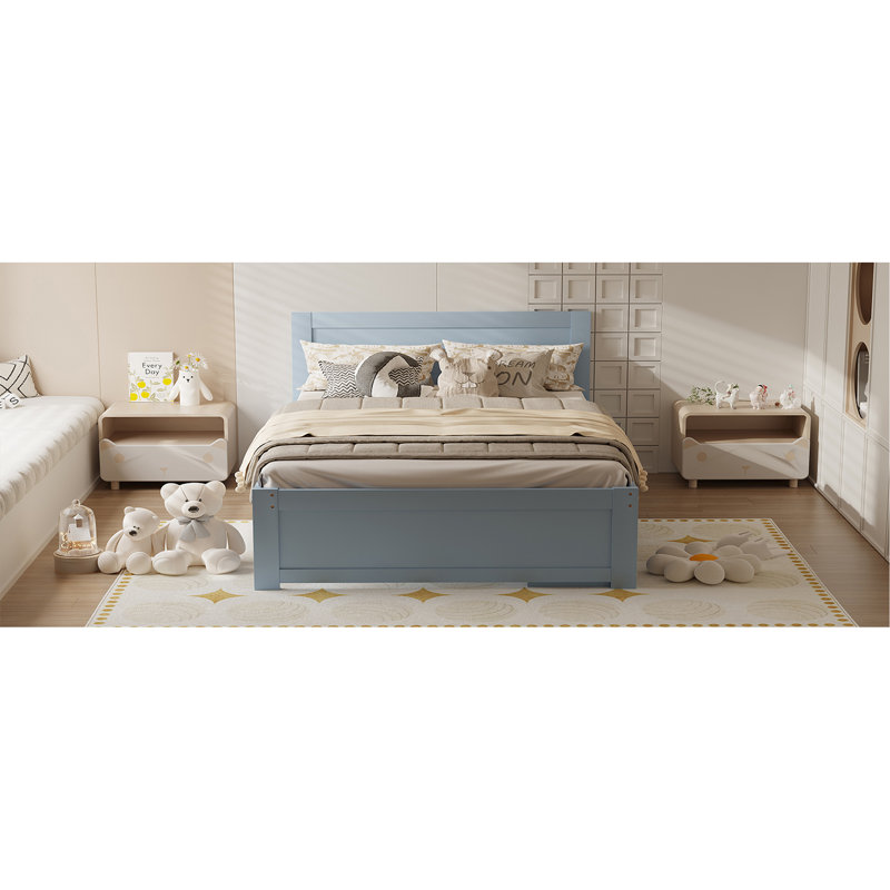 Lit plateforme avec tiroir et deux tablettes, Gris