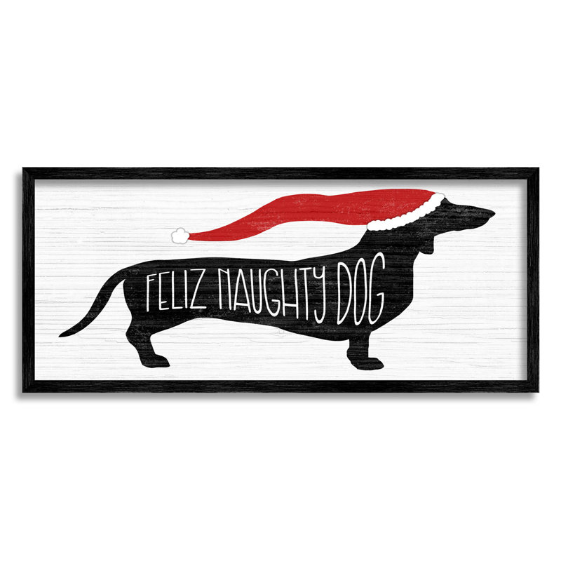 Drôle de chien coquin Feliz à -265, Giclée encadrée noir minuit, H 10 po x l 24 po x P 1,5 po