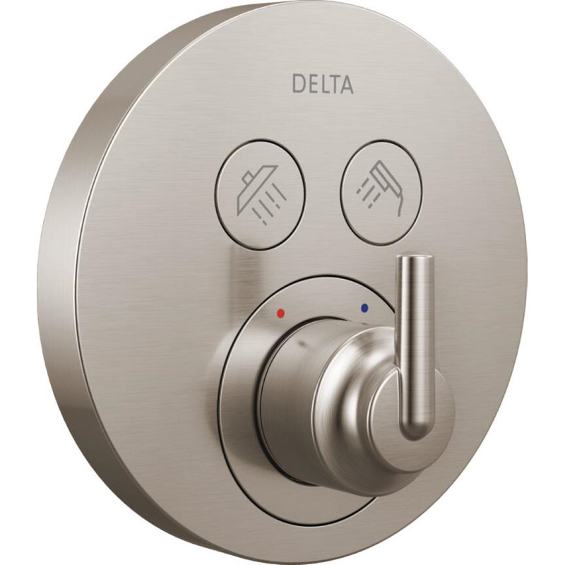 Delta Round Contemporary Push-Button Shower Valve Trim, Stainless (Valve Not Included), Stainless