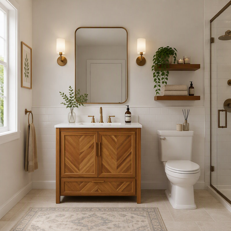 Meuble-lavabo de salle de bain de 30 pouces avec lavabo, armoire de rangement autoportante avec portes et tiroirs