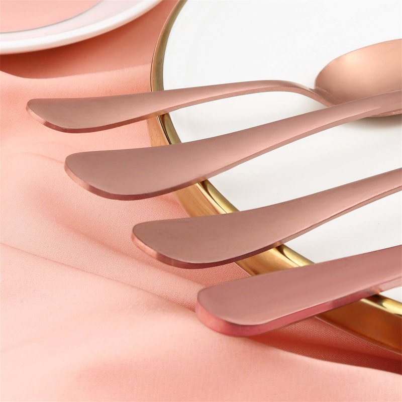Latitude Run Abdulnasir 16 Piece Stainless Steel Cutlery Set , Service for 4, Rose Gold