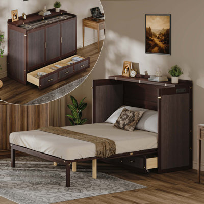 Space-Saving Murphy Bed with Integrated Storage and USB Charging Station