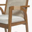Ensemble de 2 chaises de salle à manger en bois d'hévéa avec dossier en textilène, accoudoirs en rotin PE et coussin rembourré