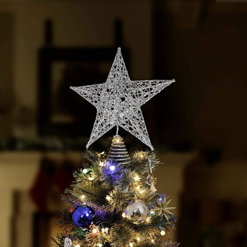 Pointe d'arbre de Noël en forme d'étoile, Argent