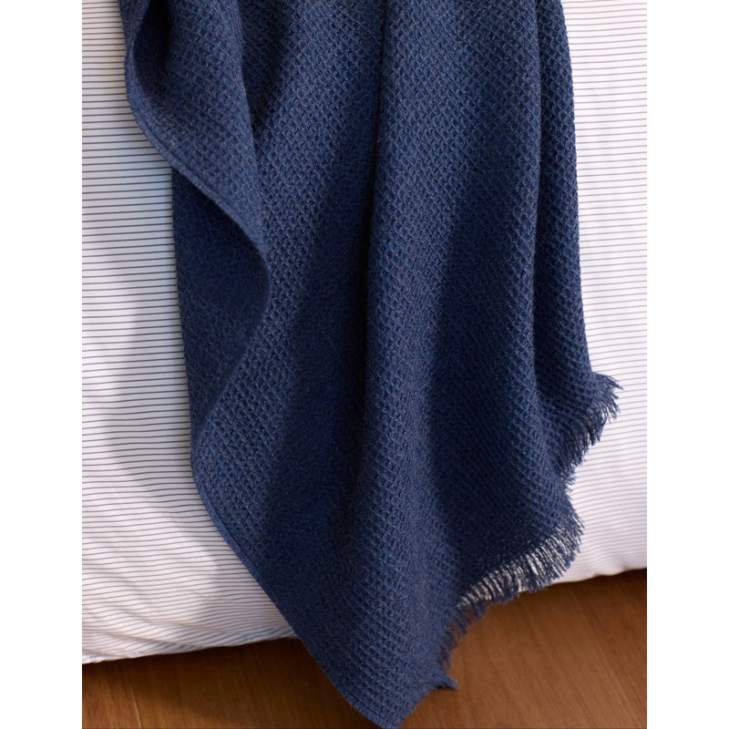Alpaca Waffle Throw, 60" L x 50" W, Slate Blue