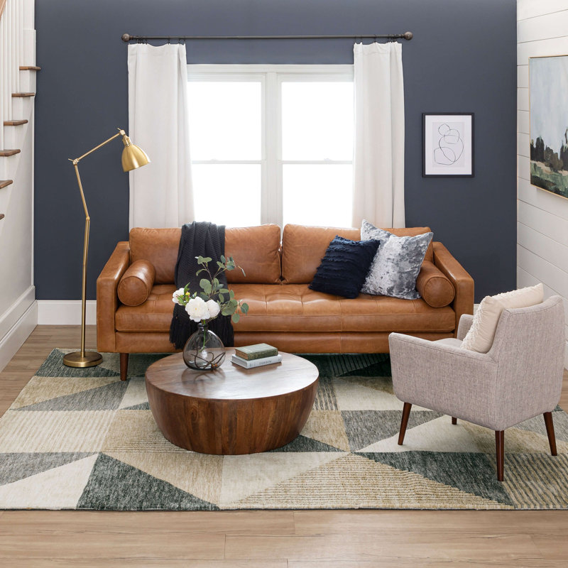 Tan Geometric Flat Woven Synthetic Rectangular Area Rug