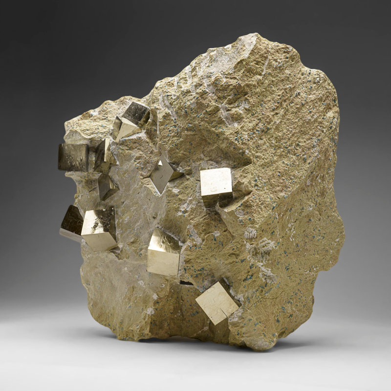 Genuine Pyrite Cubes on Basalt from Navajun, Spain (34.5 lbs)