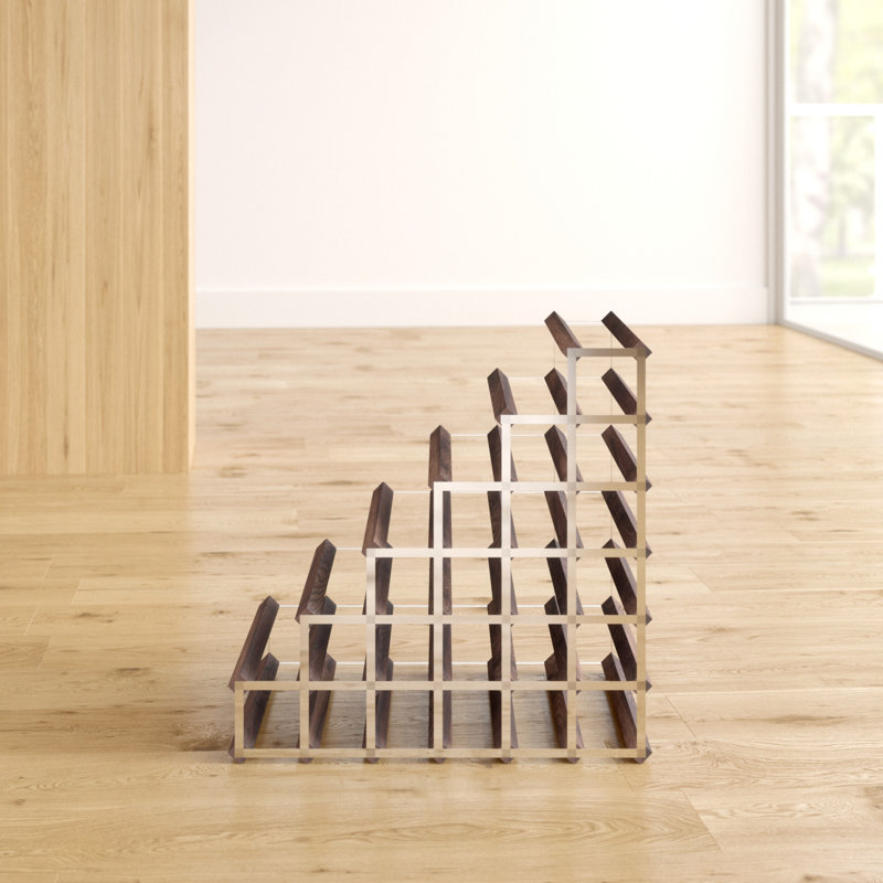 54 Bottle Floor Wine Bottle Rack, Dark Oak Stained Pine