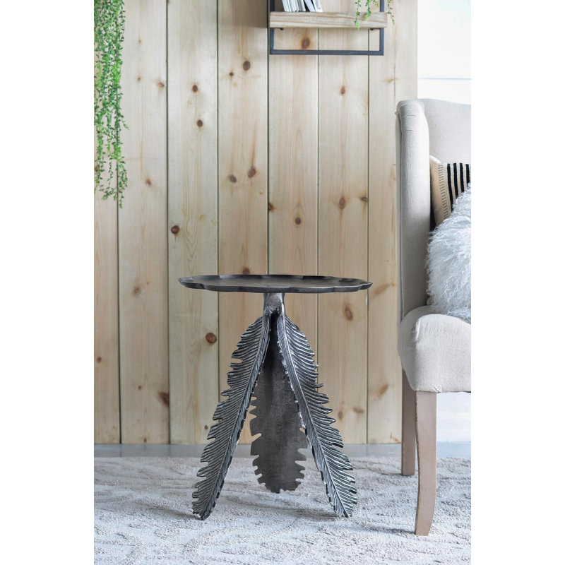 Leaf Design Aluminum Round Side Table