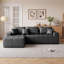 Canapé-lit de coin en similicuir avec méridienne à compression, canapé modulaire en forme de L avec éponge à haute densité, canapé convertible sans assemblage requis pour le salon, appartement, chambre d'amis (noir)-1247446880