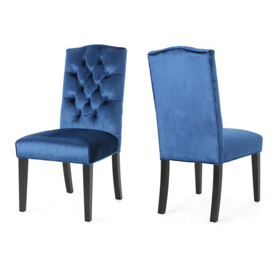 2 Kd Dining Chair , Navy Blue Velvet, Back And Crown-shaped Top For Charming Eating Spot 2pcs Seats, Room Decoration