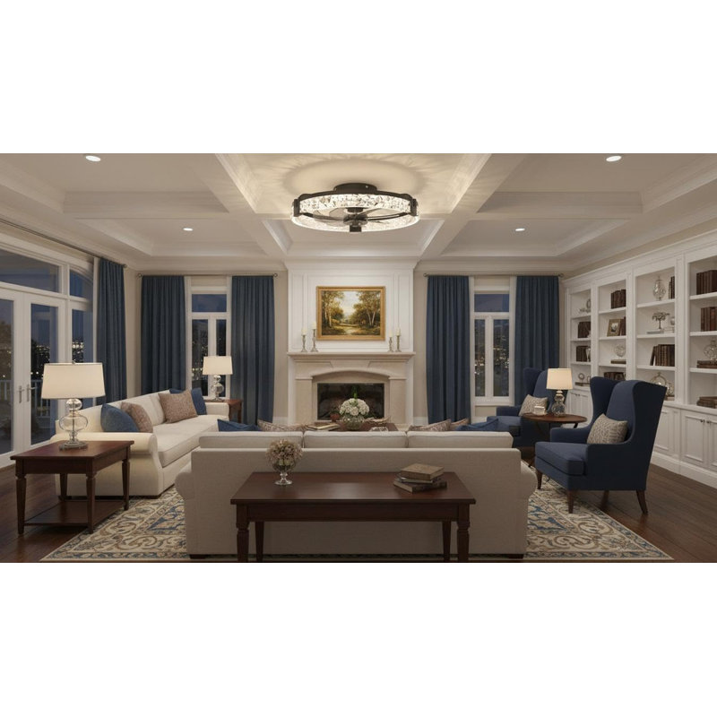 20" Thin Flush Mount Smart Ceiling Fan with Light, Remote & App Control, 6 Speeds, Dimmable 3000K-6500K, Reversible Motor