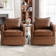 Orella 28.3" Wide Classic Vegan Faux Leather Swivel Arm Barrel Chair with Removable Pillow Backrest (Set of 2)