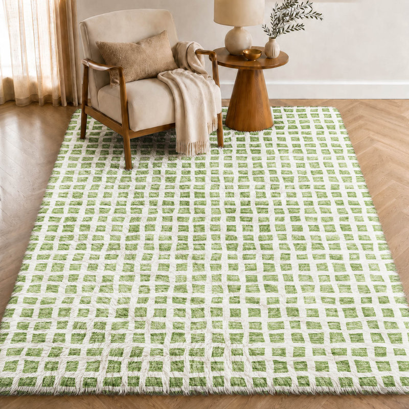 Tapis géométrique Dream Shag ADS727 lavable à la machine de qualité supérieure, Aloe, 8' x 10'
