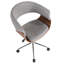 Chaise de bureau en bois de noyer et tissu gris clair
