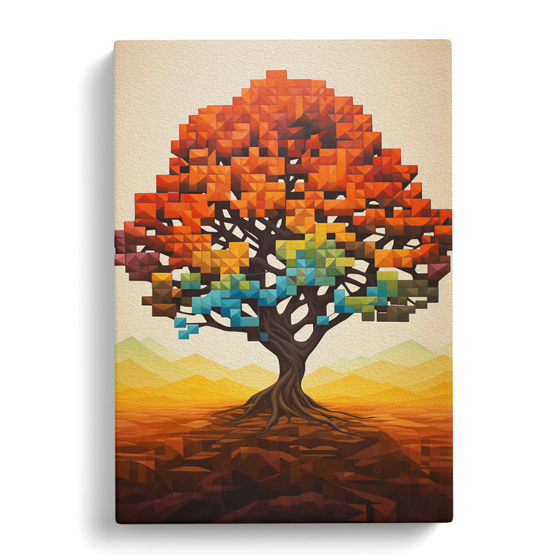 Oak Tree Geometric Art - Wrapped Canvas, 50cm H x 35cm W x 3cm D