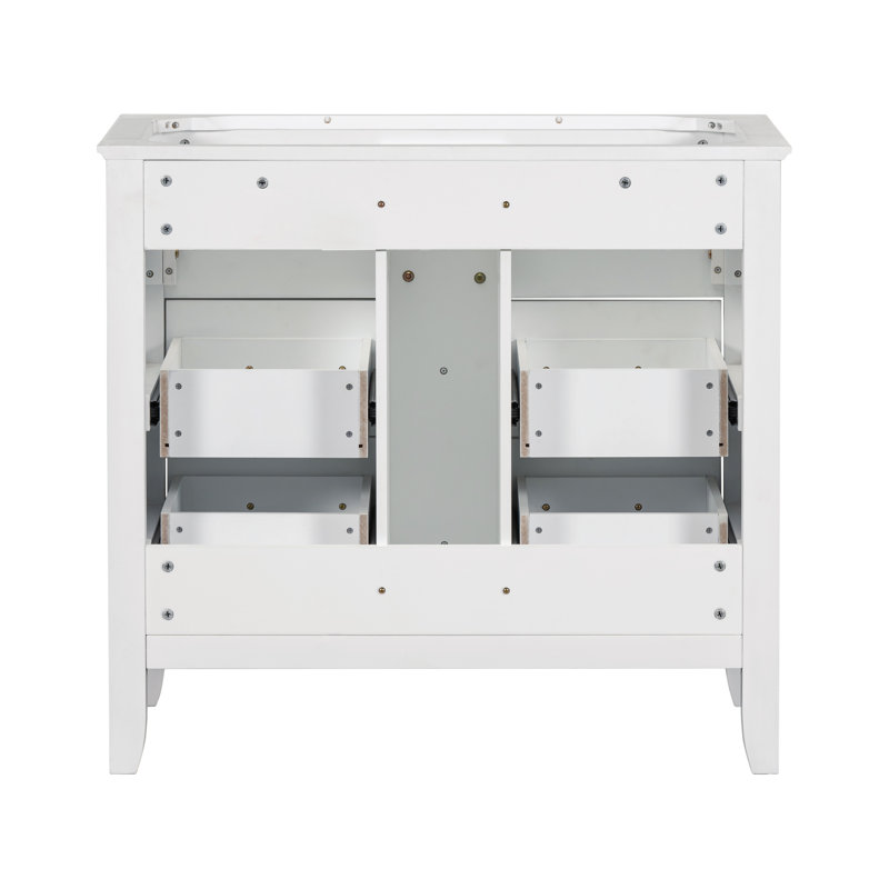 Meuble-lavabo de salle de bain sans lavabo, ensemble de meuble-lavabo simple autoportant avec 4 tiroirs, armoire de rangement à cadre (lavabo non inclus)
