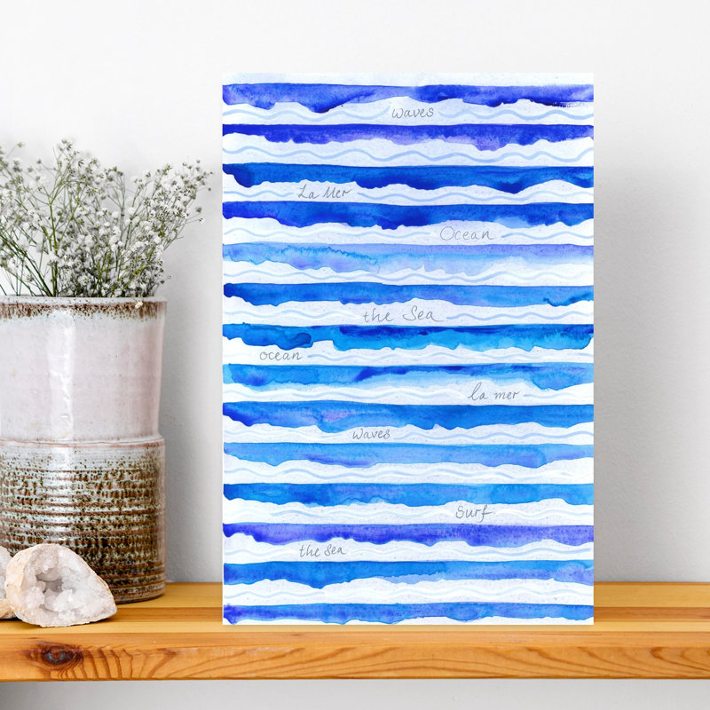 Vagues abstraites sereines, océan contemporain, art mural d'été, H 18 po x l 12 po
