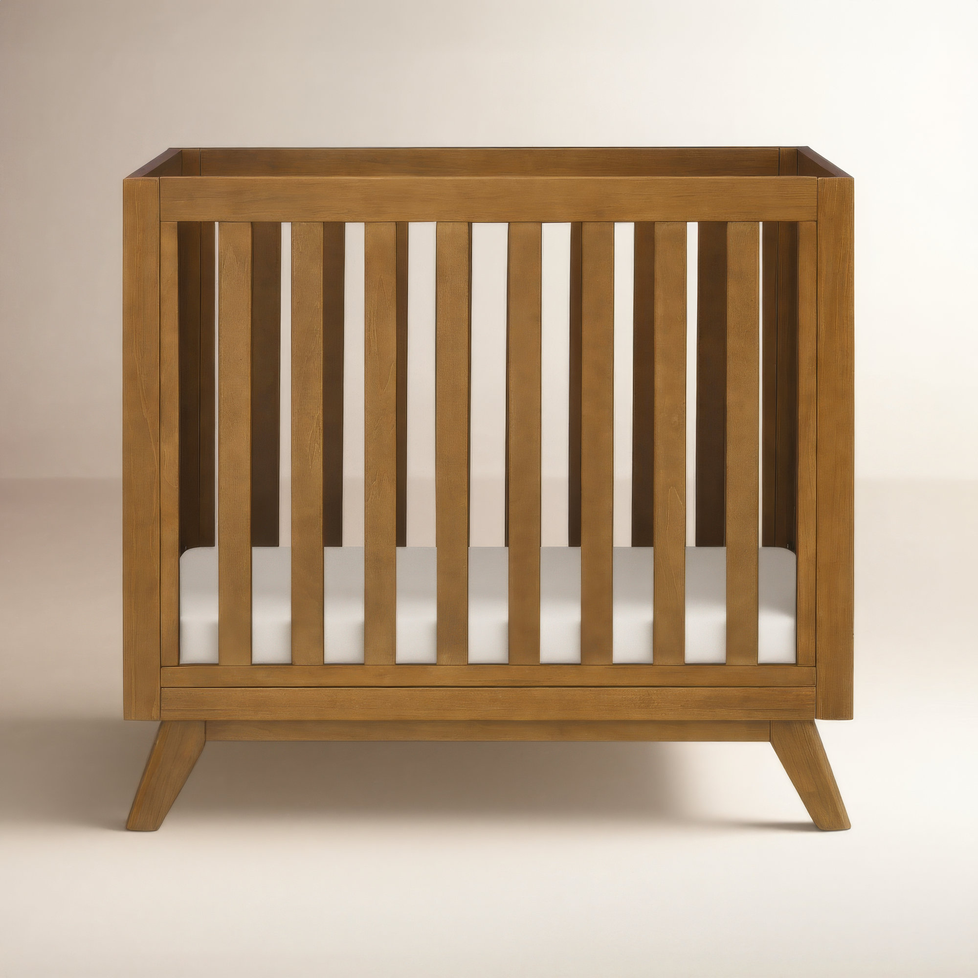 Otto 3-in-1 Convertible Mini Crib with 4" Mattress, Walnut