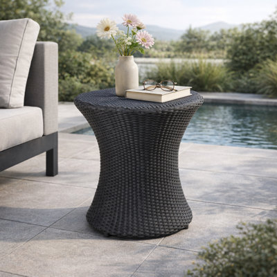 Table sablier en rotin noir sans plateau en verre | Idée de cadeau