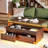 Aviad Lift Top Coffee Table with Multifunctional RGB LED Lights, Hidden Compartment and Drawers-227651394