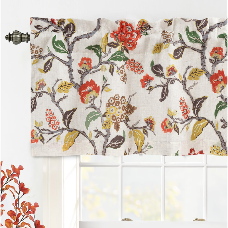 Pochette de cantonnière Ada Botanical, L 52 po x L 18 po, Lin orange / terre cuite