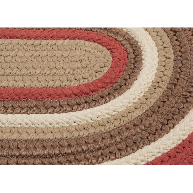 Talkington Geometric Handmade Braided Terracotta Area Rug, Round 6'