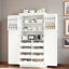 Armoire de cuisine autoportante avec 4 portes, 2 tablettes de porte, 8 plateaux coulissants et une tablette réglable-1736455200