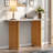 Narrow Console Table With Oval Marble Top, Curved Legs And Triangular-designed Base-623259611