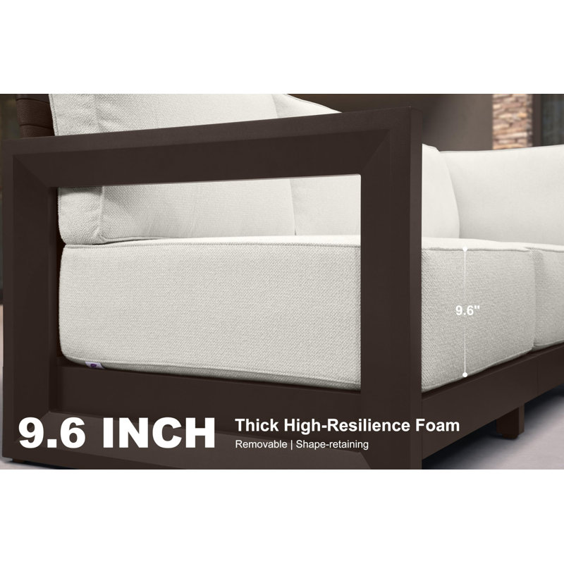 PURPLE LEAF Patio Furniture Set Open-End Outdoor Couch With 9.6" Thick Cushion And Soft Pillows Outdoor Sectional Sofas Modern Outdoor Conversation Sets For Yard Porch Deck, Bronze