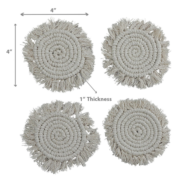 Ih Casadecor Cotton Round 4 Piece Coaster Set