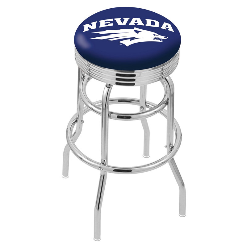 Tabouret de bar Logo Series, Tabouret de bar d'une hauteur de siège de 30 po, Double anneau chromé, Université du Nevada