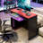 Twin Size Wood Daybed with Trundle, Desk, LED Light & USB Storage, Black+Red-787528064-787528065