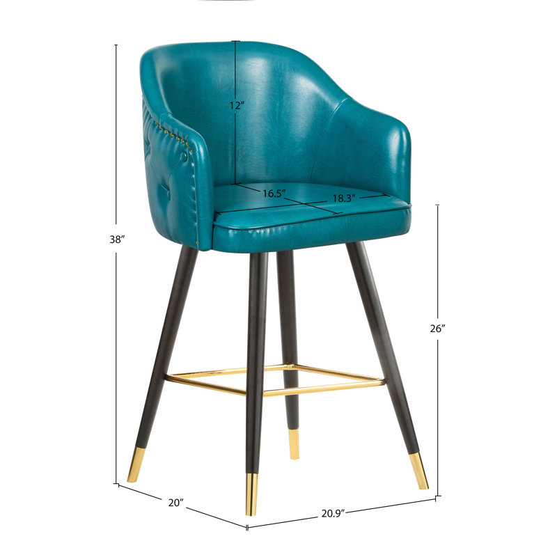 Tabouret de comptoir 27,9 po Eldredge, Cuir végétalien bleu