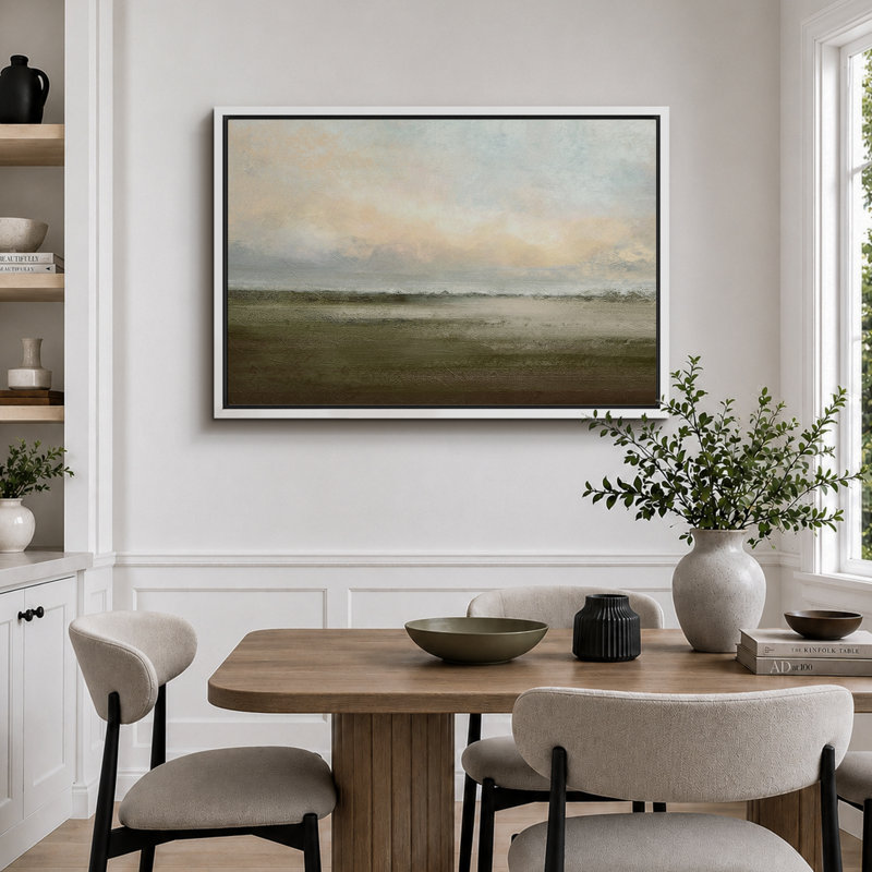 Reproduction d'art sur toile encadrée, 24" H x 48" W, Reproduction avec cadre flottant, Blanc