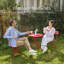 Iron Table And Folding Chair Set, 2 - Person Round Outdoor Dining Set-405730984