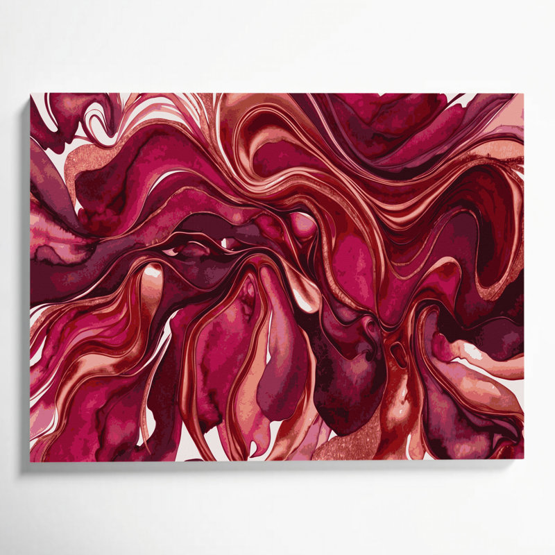Aquarelle abstraite, art mural sur toile rouge 5, H 16 po x l 20 po