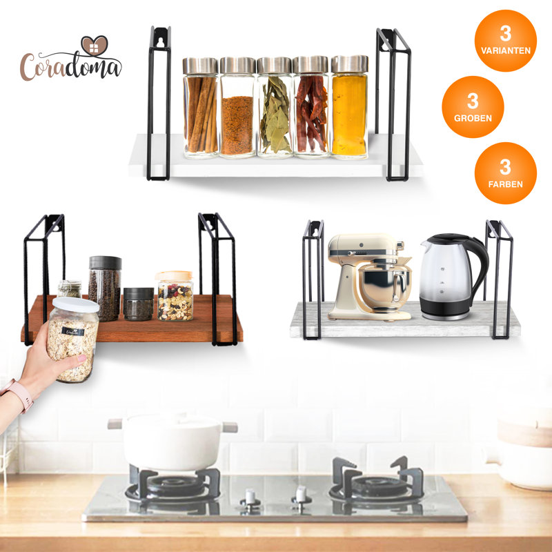 Rishipal 3 Piece Floating Shelf, in Grey