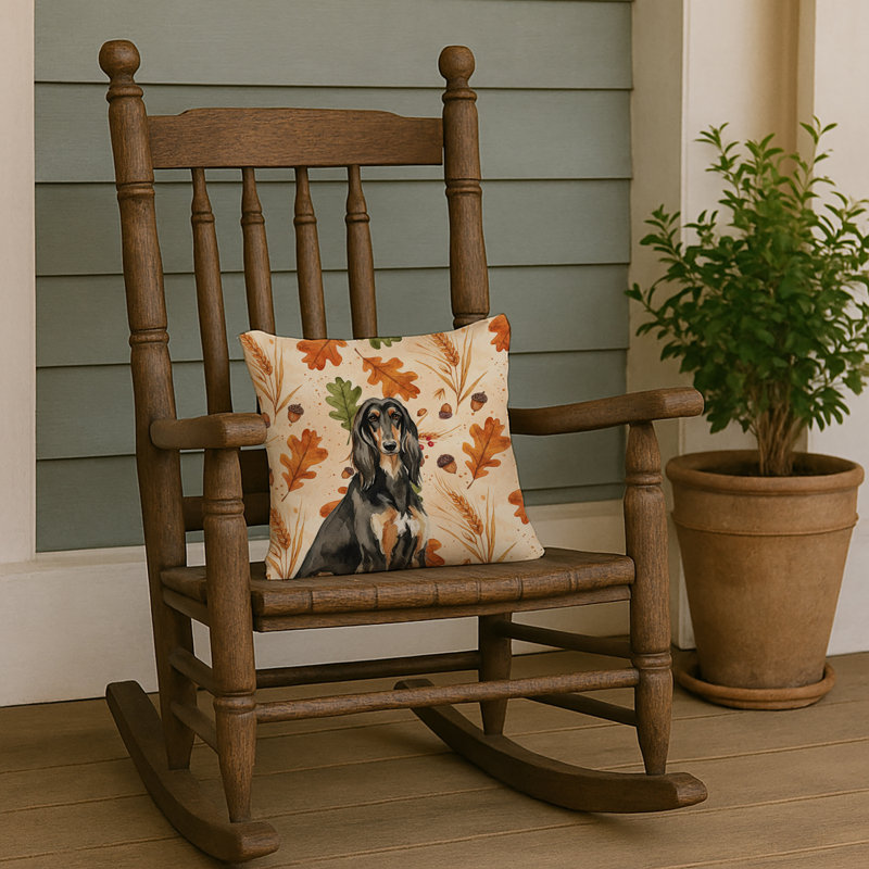 Coussin Black & Tan, Lévrier afghan noir et brun clair, Carré 14 po