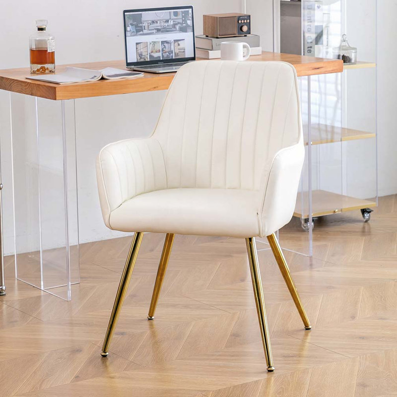 Chaises d'appoint avec pieds en métal, Doré, Blanc