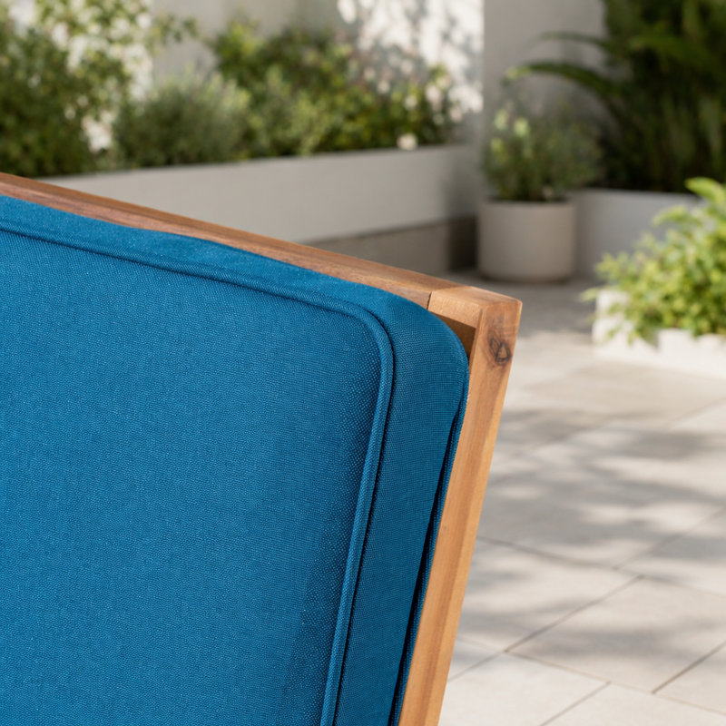 Ensemble de conversation 3 pièces LEAH, Blue Cushion/Brown Frame