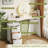Dressing Table with 3-Color LED Round Mirror, Rotatable 3-Tier Cylindrical Storage Cabinet, Light Luxury Vanity, Easy Assembly