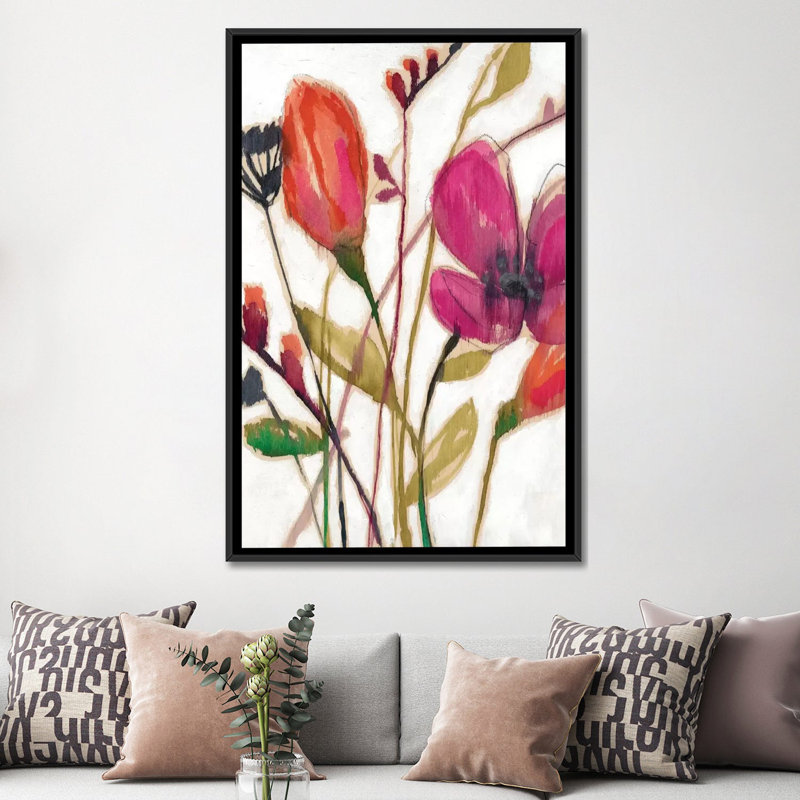 « vif arrangement i », reproduction sur toile, H 48 po x l 32 po x P 1,5 po, Toile avec cadre noir, Pas de tapis